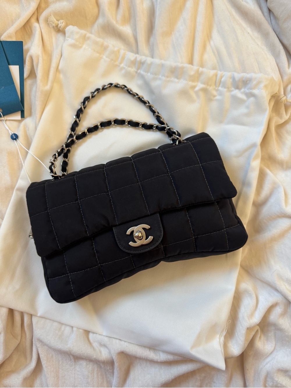 Chanel Nylon Square Quilet Flap Bag Black